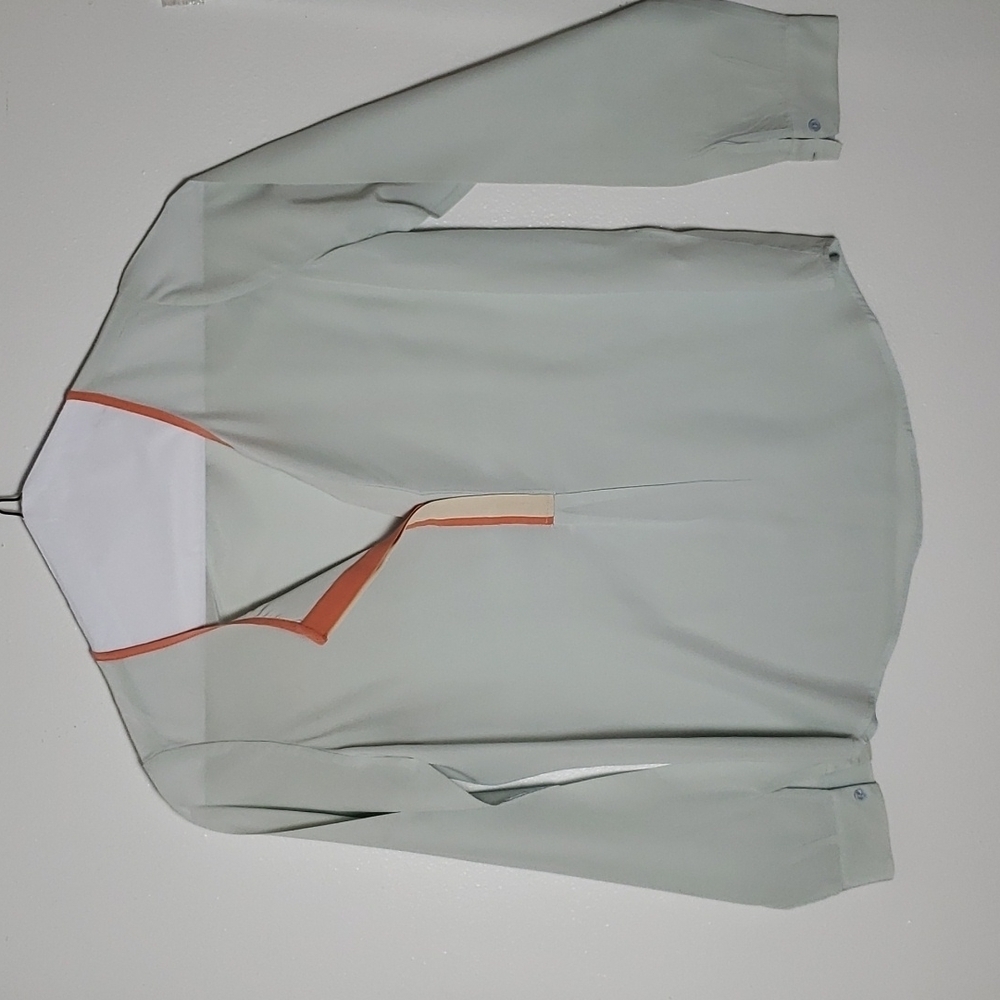 Joie silk blouse, pale mint green, career, v neck, women's size XS.